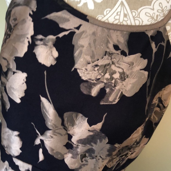 XSCAPE womens dress. Navy and metallic floral print. Lined with tulle skirt. - Picture 2 of 7